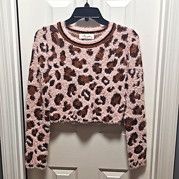 molly green Sweaters - Ladies pink leopard print sweater